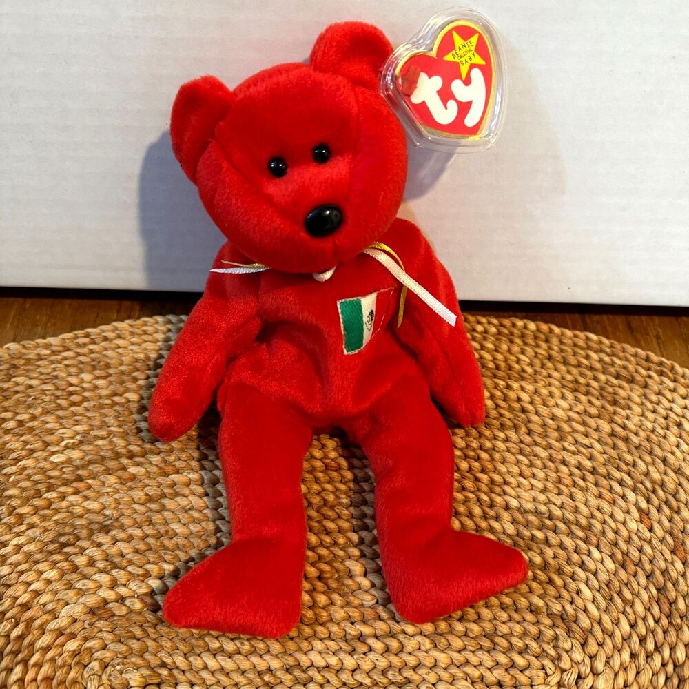 TY Beanie Baby Osito Bear 1999 Mexico Flag Red Plush Original Tags Retired